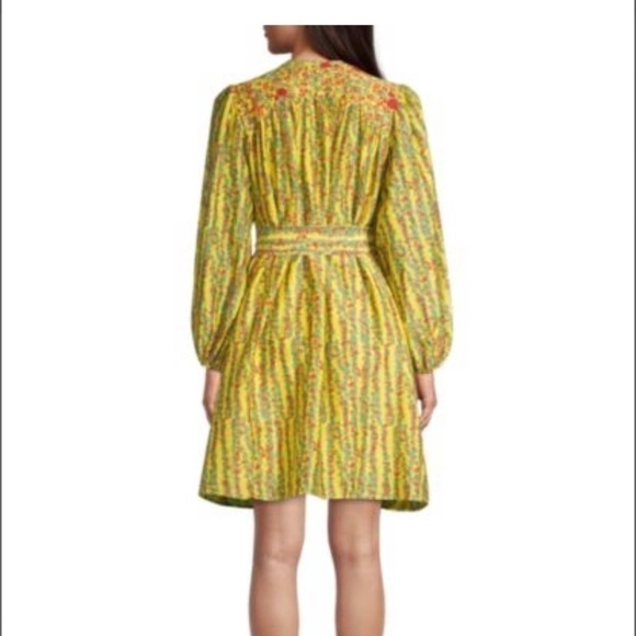 Roller Rabbit NWT Rhody Floral Striped Belted Dress in Yellow Size M - Picture 2 of 12